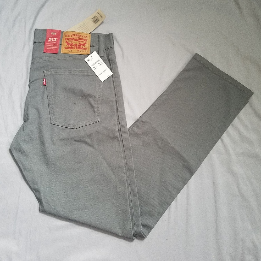 NEW Mens Levi's 513 Slim Straight 33 Gray
